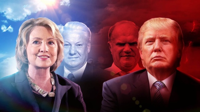 Hillary Clinton, Boris Yeltsin, Donald Trump and Gennady Zyuganov.