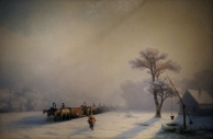 Ivan Aivazovsky - Winter Caravan on the Road (1857). Oil on canvas.