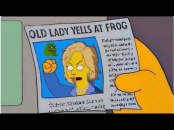 Old lady yells at frog.